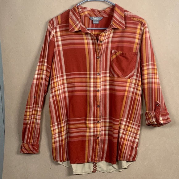 Natural Reflections Boho Western Embroidery Button Down Plaid Shirt L - Picture 2 of 5